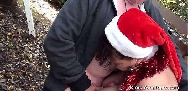  Big natural boobed mature Kim in Santa outfit
